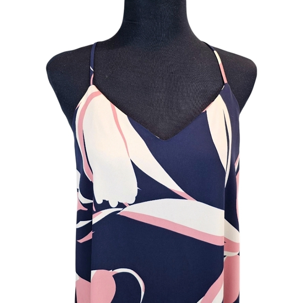 Cynthia Rowley Floral Halter Maxi Dress Sz Small Navy Summer Vacation Resortwear - Picture 9 of 16